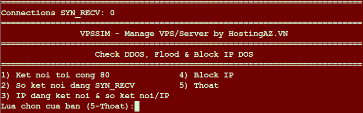 check and block IP DOS của VPSSIM 2