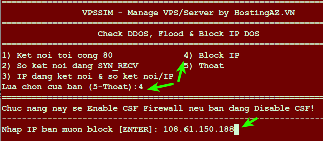 Block IP đang tấn công DOS VPS