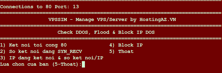 Số kết nối tới VPS tại thời điểm hiện tại 