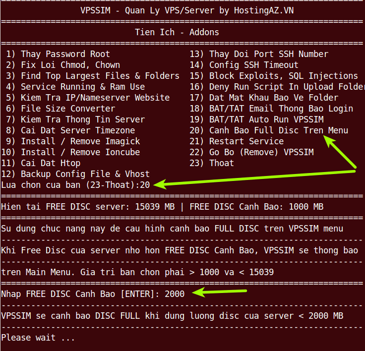 Hướng dẫn bật cảnh báo đầy ổ cứng VPS Server