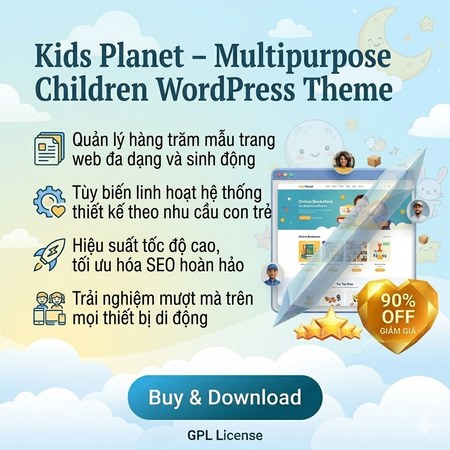 Mua Kids Planet – Multipurpose Children WordPress Theme Giảm 90% (8/2026)